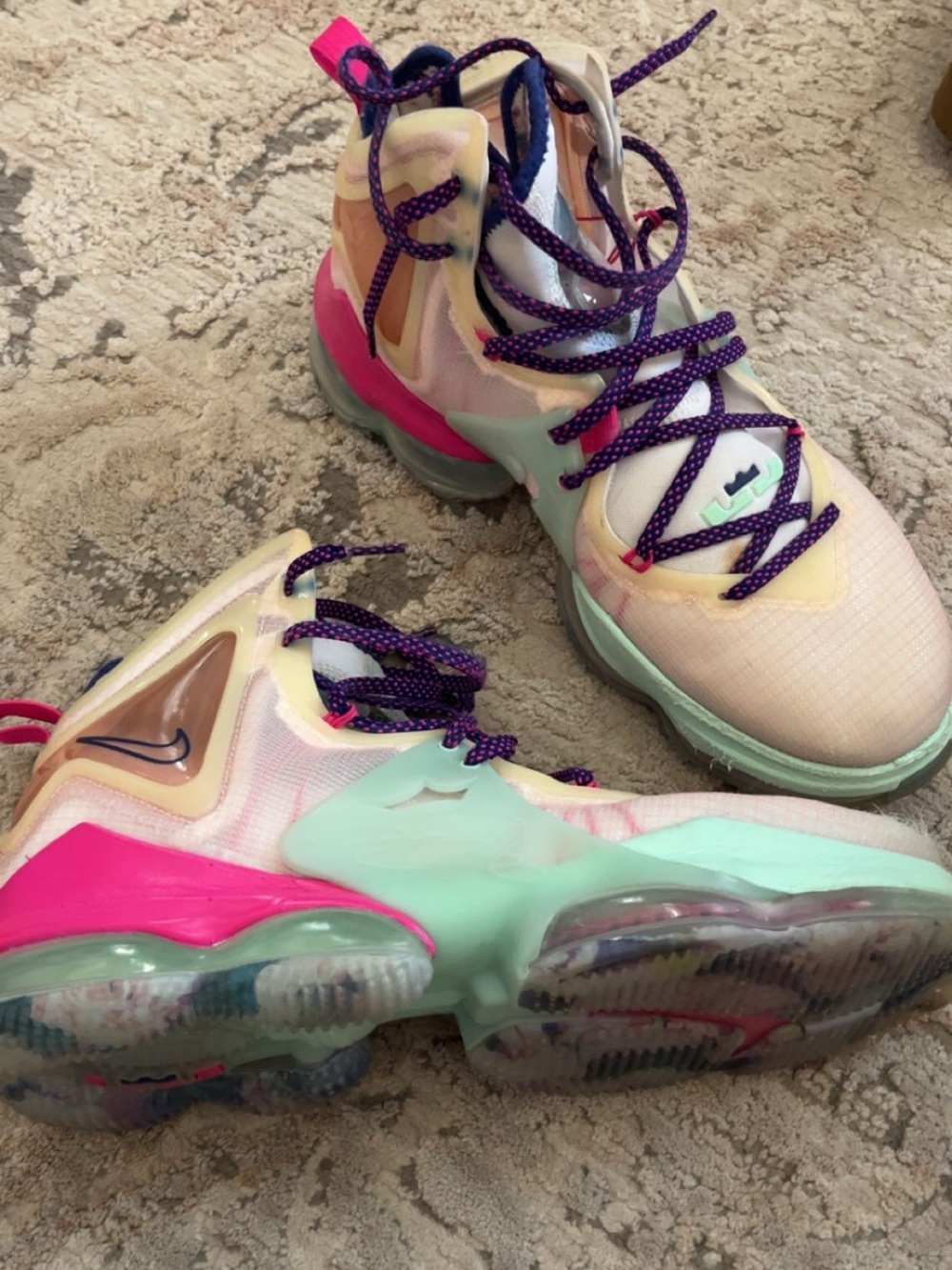 Nike Pastel Multi-Color High-Top Sneakers with Mint and Hot Pink